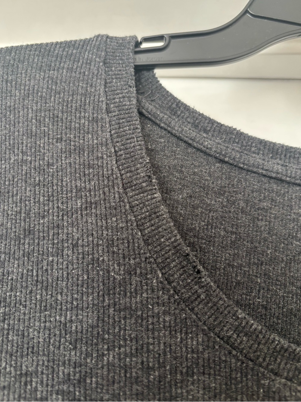 Aerie Long Sleeve Ribbed Henley Top XL Grey Heather Soft Stretch Button Front - Picture 3 of 5